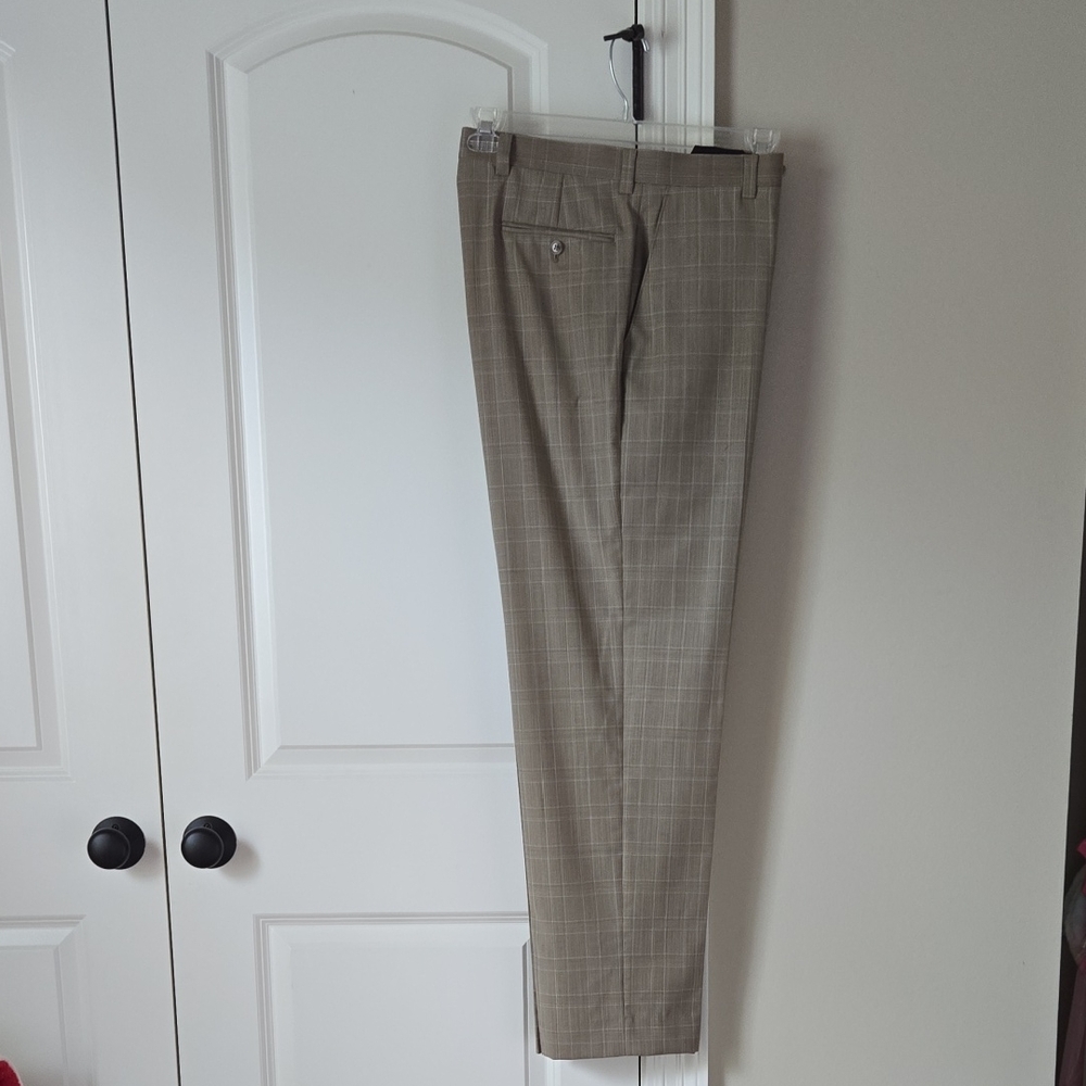 NW/oT Murano Elegant Tan Checkered Men's Dress Pants Size 34Wx32L